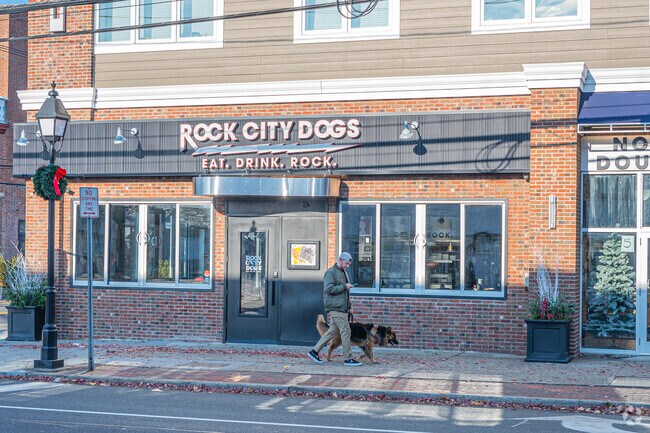 Rock City Dogs is a classic rock-themed hot dog restaurant in Bay Shore.