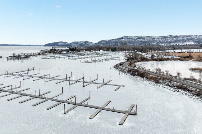 North Basin at Safe Harbor Haverstraw Marina provides deep-water access for boating, fishing, and waterfront views.