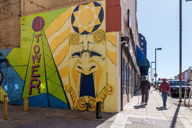 A colorful mural adds to the vibrancy of a walk down Upper Darby's historic 69th St.