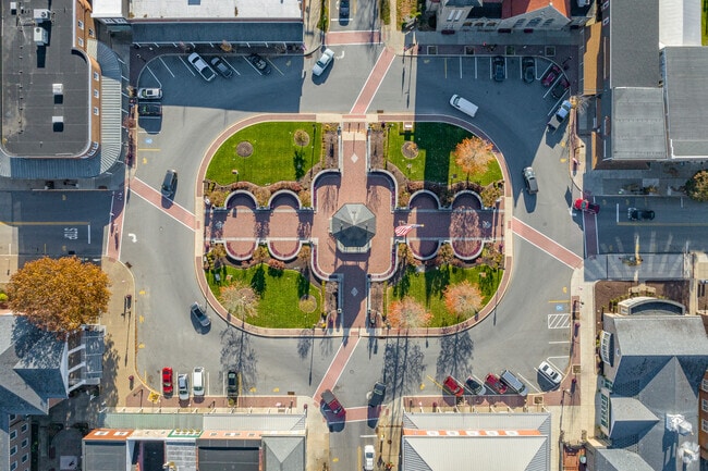 Centered in the town square of Ligonier Borough is a sheltered stage which is used for events.