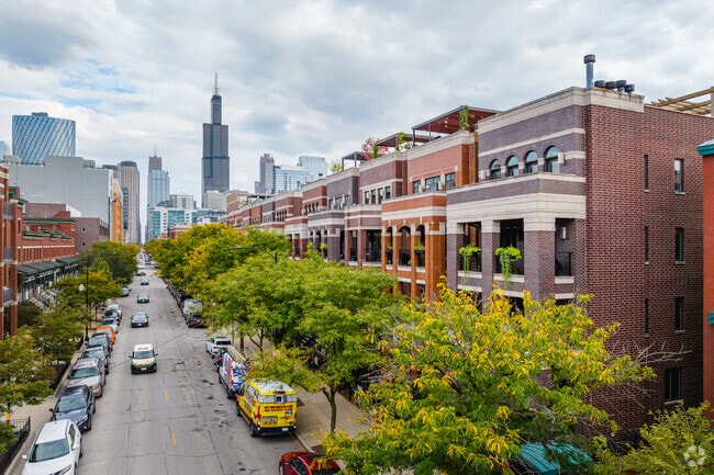 Newer two-flats are being constructed on the western end of Chicago's West Loop.