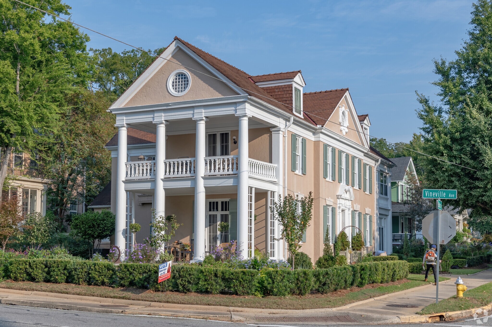 This Georgian revival home is an anchor of the Vineville Historic District and its iconic style.