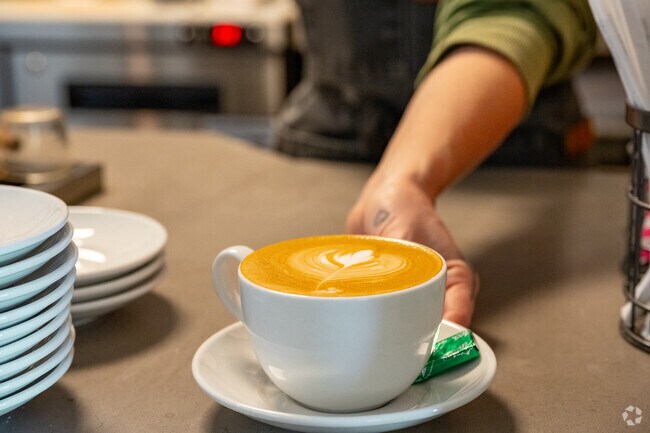 Residents stop in at BrewBerry Bistro for a morning cup of joe on their way to work.