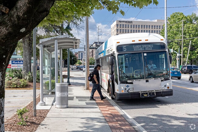 In the Riverside community you can find bus stops on almost every corner.