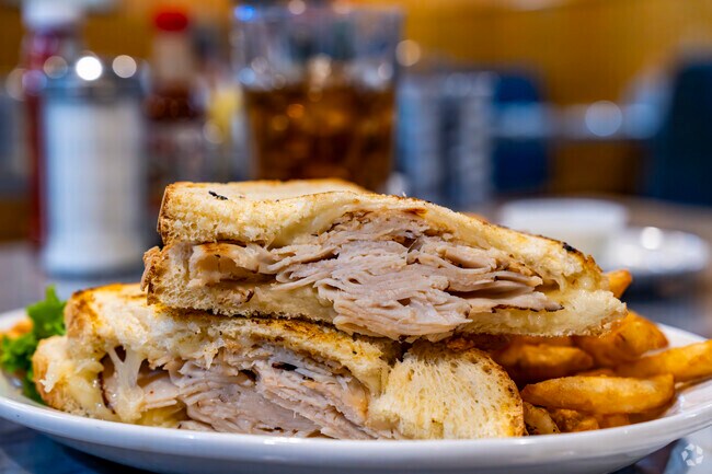 The turkey melt at The Kafana at Bordertown is cheap and delicious in Cold Springs.