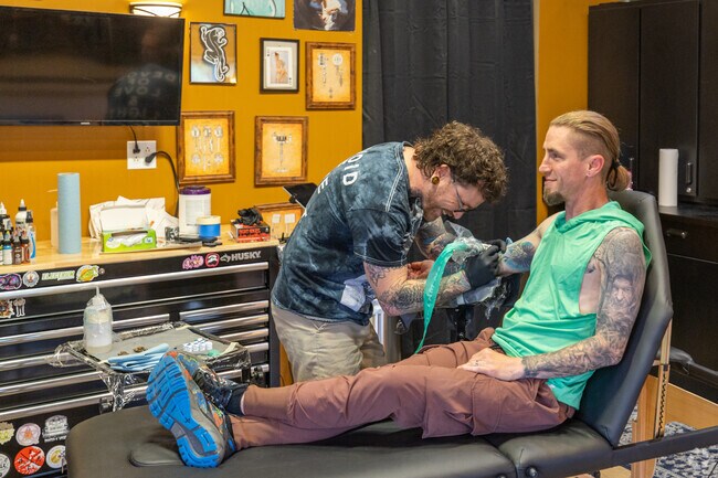 Sport a new design from Black Oak Fine Arts and Tattoo's in Greenville.