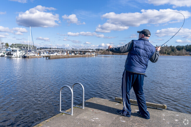 Grab a fishing poll and cast out at Log Boom Pier in Kenlake Vista.