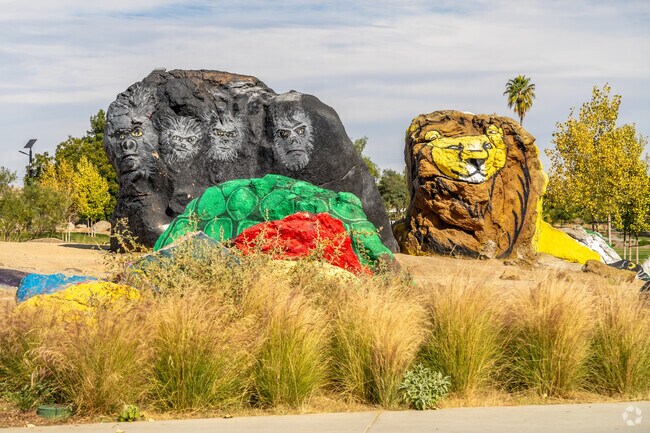 In Meadowbrook, local residents express creativity by painting colorful artwork on rocks, adding unique, artistic touches to the neighborhood and spreading joy throughout the community.