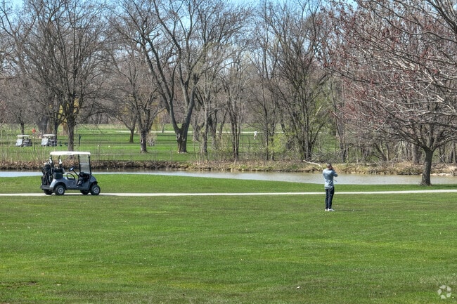 Line up your golf shot at the 9 hole course at Wicker Park in Highland.