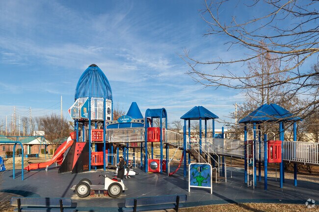 The playground at Deer Creek Park is spectacular and a favorite with kids.
