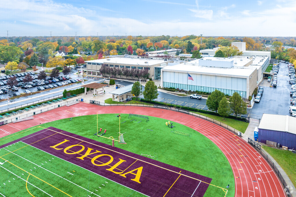 Loyola Academy has a well maintained track and football field adjacent to the campus.
