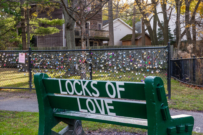 Locals show off their love at the Locks of Love fence in Amherst, New York.