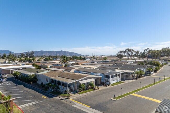 Manufactured homes sit on compact lots in Oxnard Pacific.