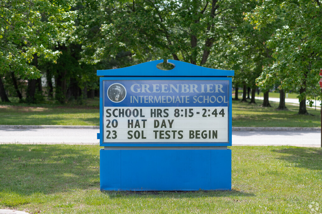Entrance signage at Greenbrier Intermediate School.