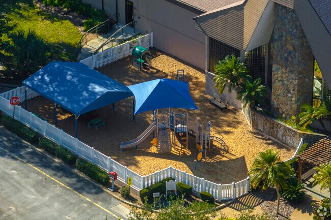 Children who attend Temple Beth-El can enjoy the shaded playground.
