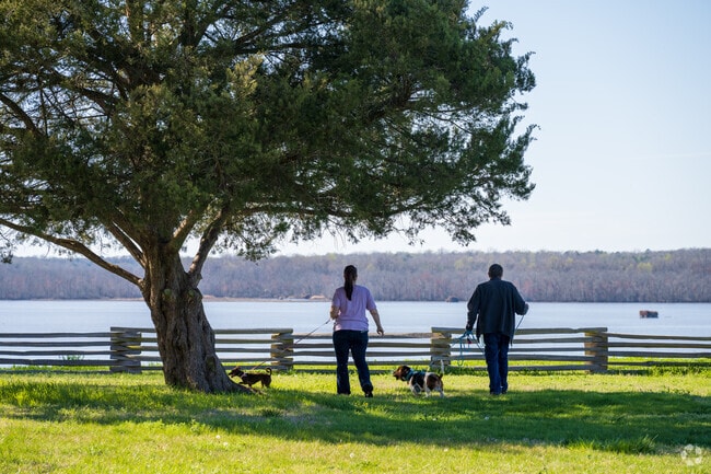 Dog walking at Petersburg National Battlefield-City Point Unite.