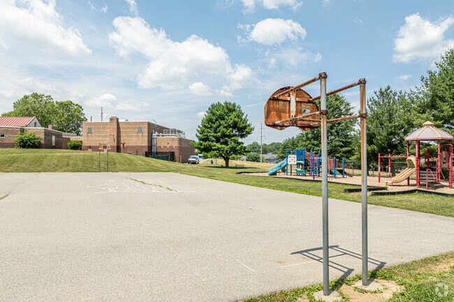 The basketball court at Freemansburg Elementary School is a go-to for the older students.
