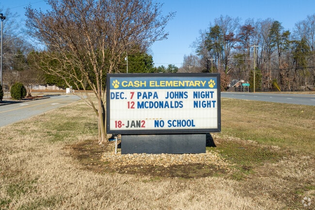 The sign at Cash Elementary keeps parents informed of upcoming events.