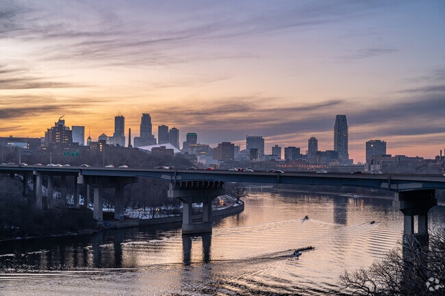 Prospect Park offers scenic views of the Mississippi River and downtown Minneapolis.