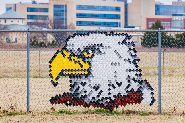 Close up shot of a cute symbol in All Saints Catholic School.