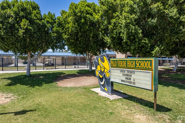 Palo Verde Valley High School earned a B- rating and has 820 students in grades 9-12.