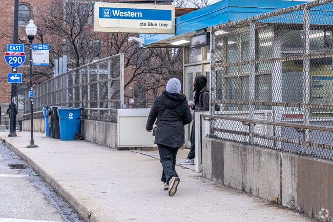 The blue line runs all the way to O'Hare in Tri-Taylor.