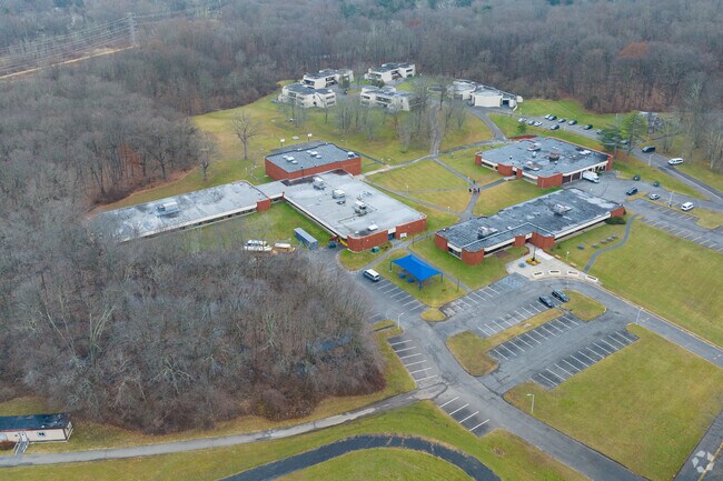 Edenwald School sits atop a hill on a sprawling campus.
