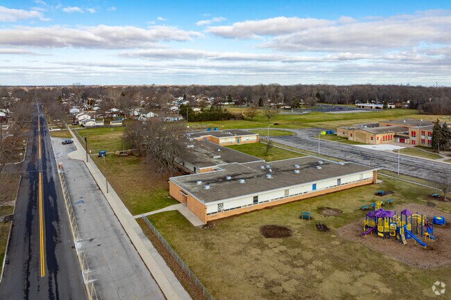 Aerial view of Kinyon Elementary School.