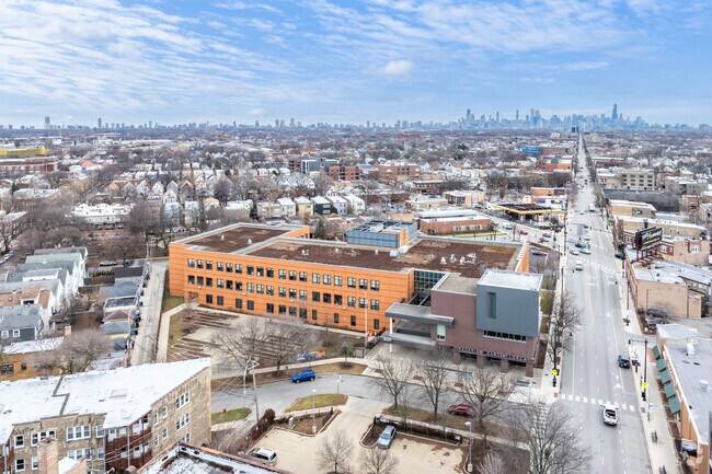 Garcia Lorca Elementary School is located along Milwaukee Avenue on the north side of Chicago.