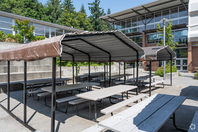 Northshore Junior High School students can enjoy lunch outdoors in the shade.
