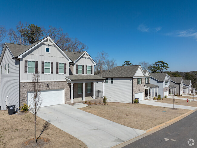 A row of newly constructed homes in the Cherry Blossom neighborhood.