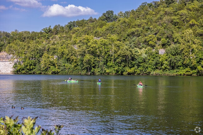 Kayakers enjoy a cool paddle on Lake Taneycomo.