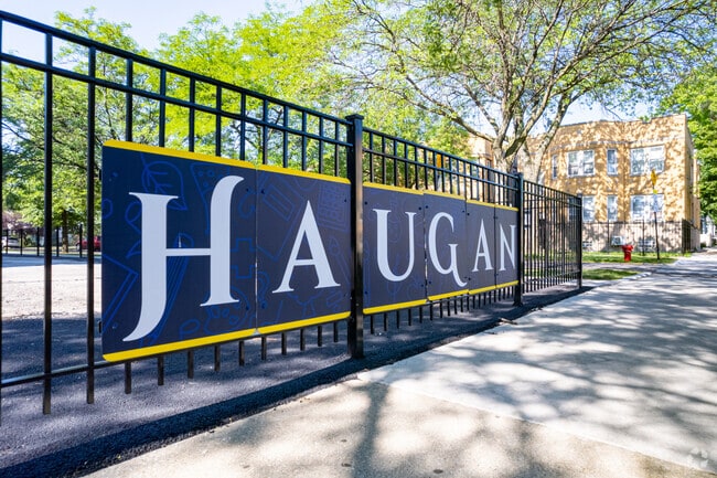 Haugan Elementary School fence sign.