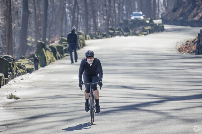 Bikers love the huge descents and climbs at the Palisades Interstate Park in Alpine, NJ.