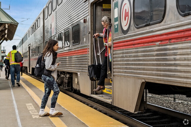 The hustle of daily transit captured in motion near Beverly Terrace.