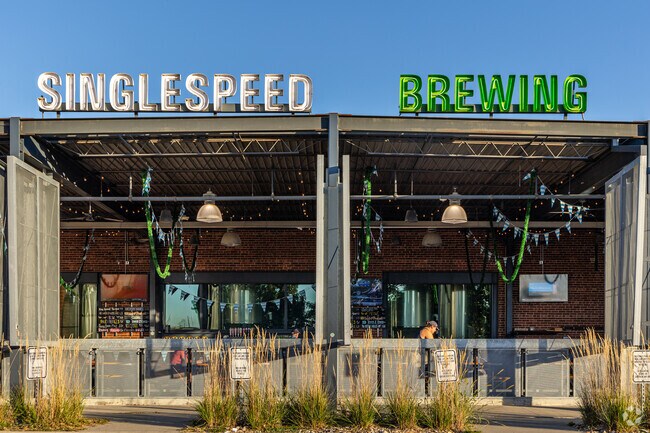 Enjoy some craft beer on the outdoor patio at Singlespeed Brewing near Northeast Side.