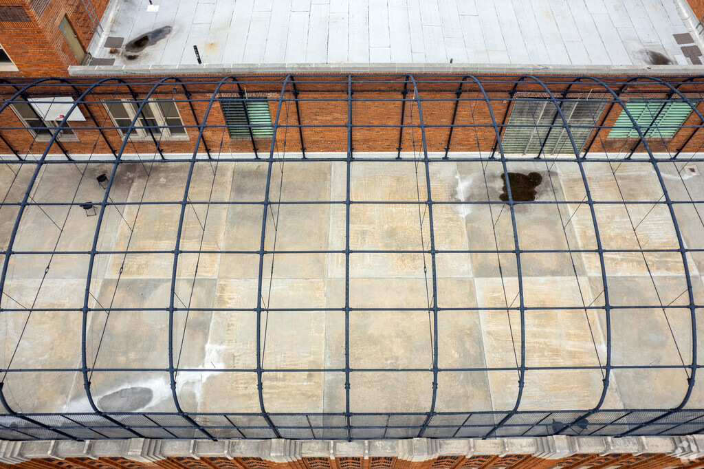 The rooftop schoolyard of Paul L Dunbar School allow students to safely play with a great view.