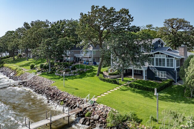 Beautiful lakefront homes line the shorelines of Okoboji.