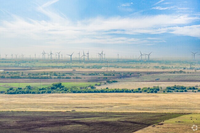 Wind farms are visible from many homes in Navina.