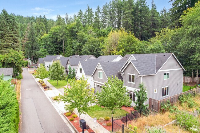 Contemporary and newly built homes line some streets in Olde Town, Issaquah.