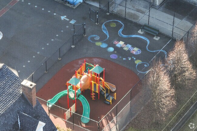 Pittsburgh Fulton PreK-5 has a fenced in playground for students to play safely.