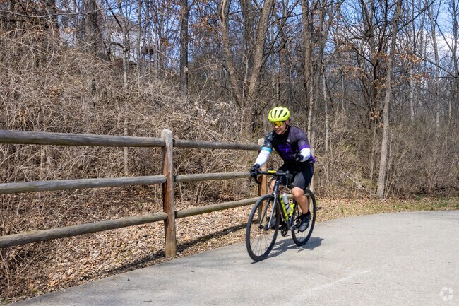 Enjoy a bike ride at the Line Creek Community Center on the Frank Line Creek Trail.