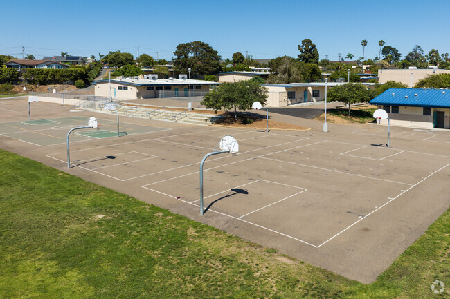 The basketball courts for recess games at Lincoln Middle School in South Oceanside.