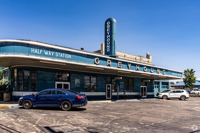 There is an old greyhound bus station that is now a restaurant located in Historic Downtown.
