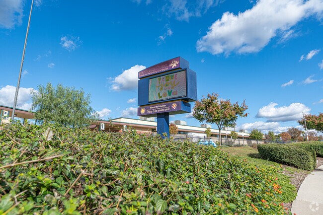 The sign at Aerial view of the entire campus at Heights Christian Jr High School in La Mirada