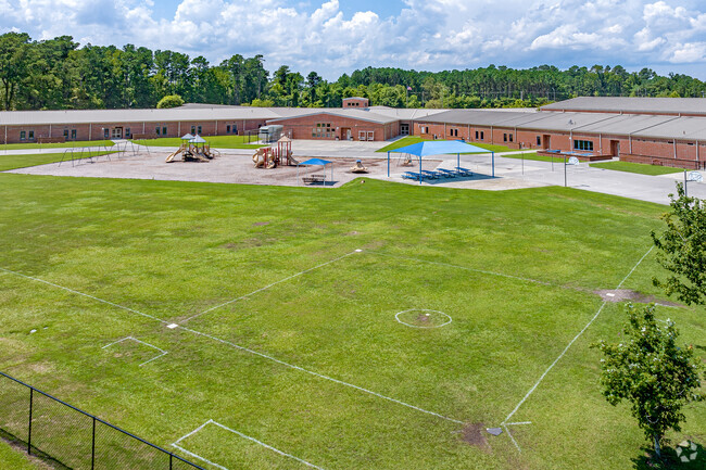 Riverside Elementary School has playgrounds and other outdoor spaces.
