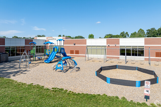 The main playground at Cascades Elementary School can be found behind the school.