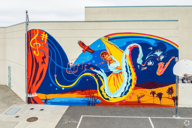 There are colorful murals at Roosevelt Middle School.