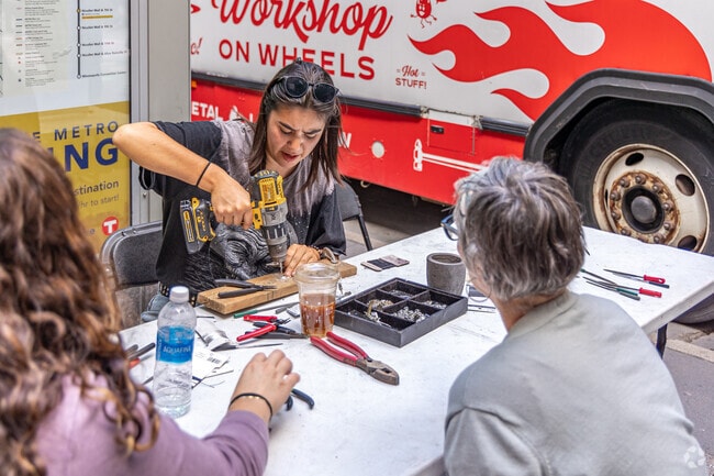 Attendees could make their own metal art at the Street Art Festival.