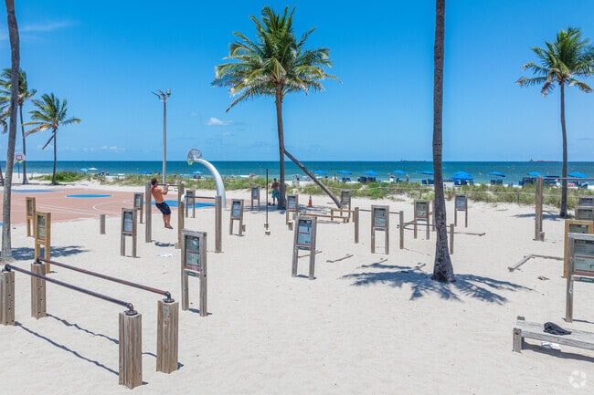 Exercise at Las Olas Beach near Venice Isles for a coastal workout.